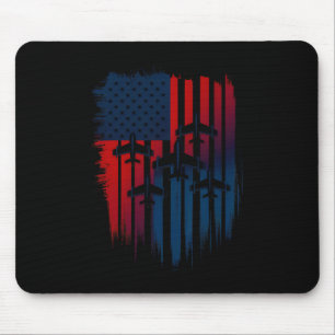 Tapis De Souris Avion de chasse Drapeau américain Patriotique 4e O