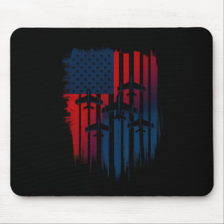 Tapis De Souris Avion de chasse Drapeau américain Patriotique 4e O