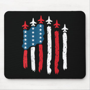 Tapis De Souris Avion de chasse Drapeau États-Unis 4 juillet Patri
