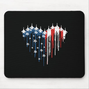 Tapis De Souris Avion de chasse rétro Avion American Flag Heart 4t