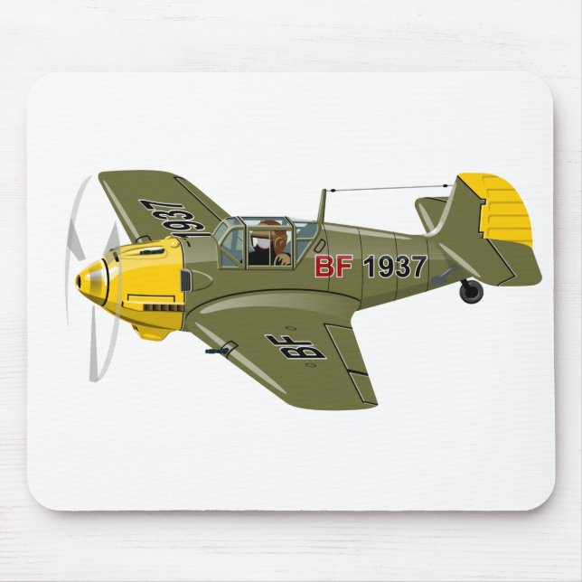 Tapis De Souris Avion de chasseur rétro-dessiné (Devant)