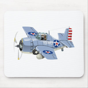 Tapis De Souris Avion de chasseur rétro-dessiné