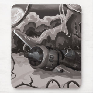 Tapis De Souris Avion de combat écrasé pendant la guerre mondiale