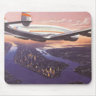 Tapis De Souris Avion vintage au-dessus de Hudson River, New York