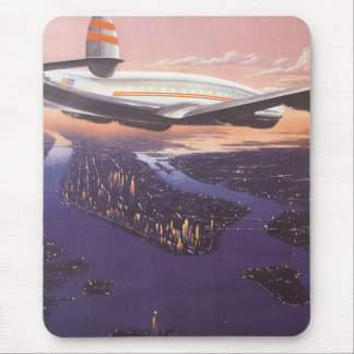 Tapis De Souris Avion vintage au-dessus de Hudson River, New York