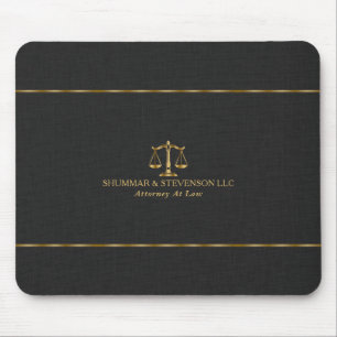 Tapis De Souris Avocat à la loi - Échelle et bordure dorées sur li