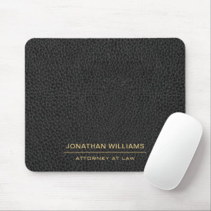 Tapis De Souris Avocat Faux Cuir Nom Personnalisé Noir