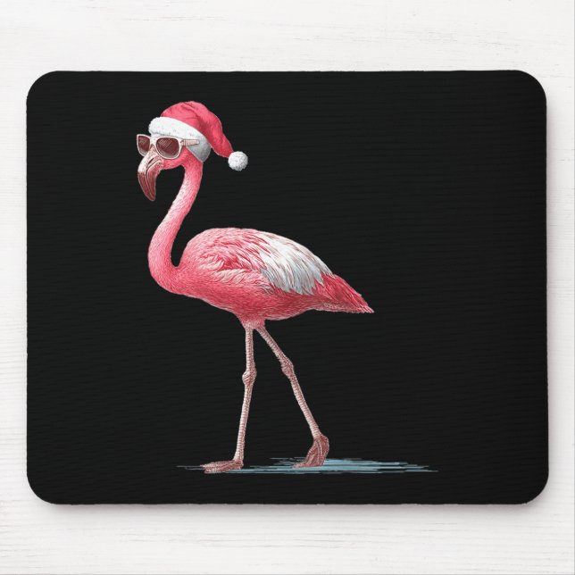 Tapis De Souris Awesome Cool Flamingo With Christmas Hat And Sungl (Devant)