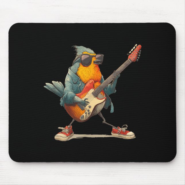 Tapis De Souris Awesome Robin Bird With Electric Guitar For Boys A (Devant)