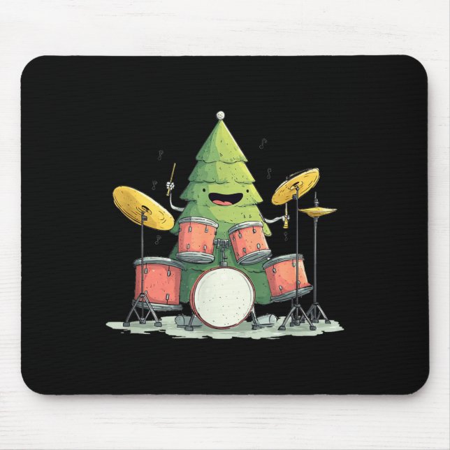 Tapis De Souris Awesome Xmas Tree With Drums For Rocking Christmas (Devant)