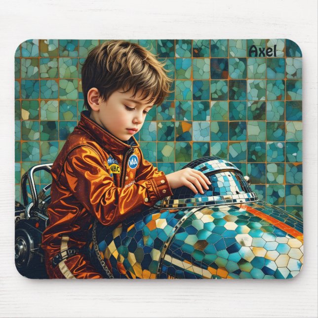 Tapis De Souris AXEL ~ Young Boy Racing Car Driver ~ (Devant)