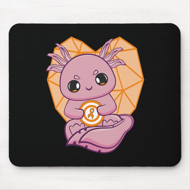 Tapis De Souris Axolotl Avec Ruban Orange Pour La Sensibilisation  (Devant)
