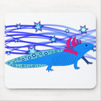 Tapis De Souris Axolotl bleu avec étoiles