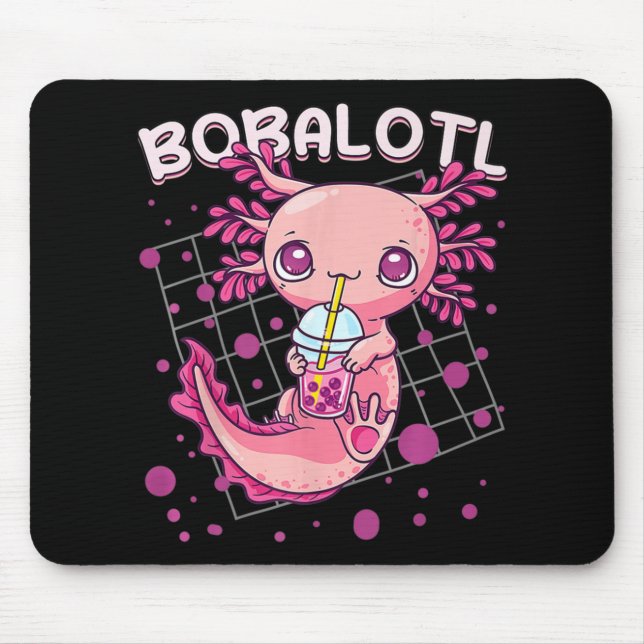 Tapis De Souris Axolotl Boba Tea Bubble Tea Kawaii Anime Japonais (Devant)