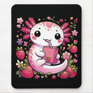 Tapis De Souris Axolotl Boire du lait de fraise japonais