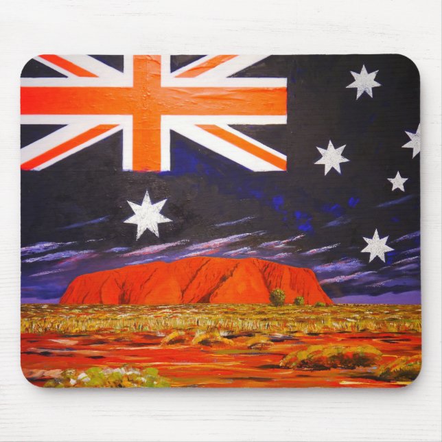 Tapis De Souris Ayers rock et drapeau australien (Devant)