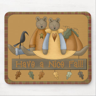 Tapis De Souris "Ayez une belle chute" Automne Nounours Mousepad