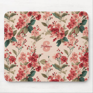 Tapis De Souris Azalée rose vintage motif floral - Classique