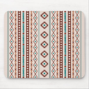 Tapis De Souris Aztec Rusts Crème Turquoise Motifs Mixtes V Motif