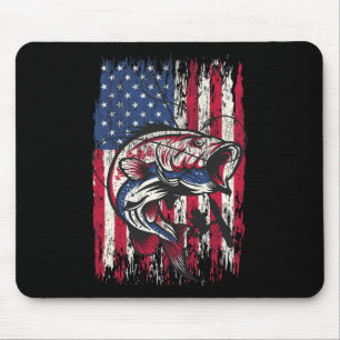Tapis De Souris B Chemise de pêche Américaine Drapeau Pêcheur Tee