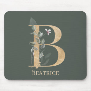 Tapis De Souris B Monogram Floral Personalized Mouse Pad