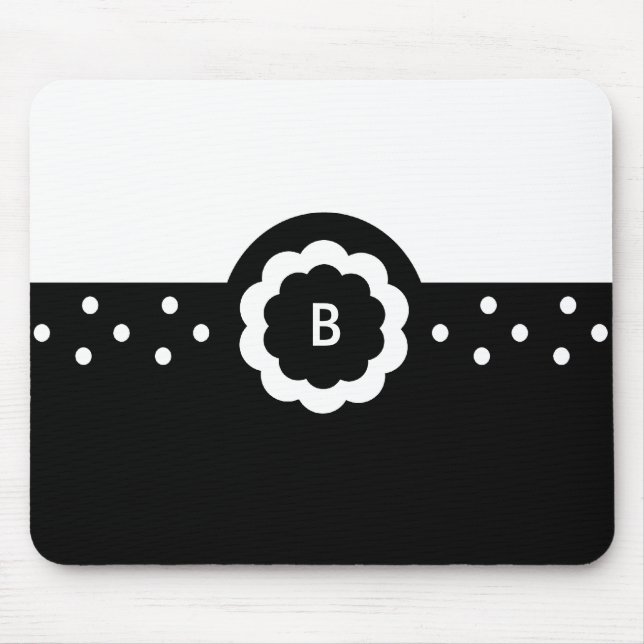 Tapis De Souris B :: Mousepad noir et blanc émaillé de monogramme  (Devant)