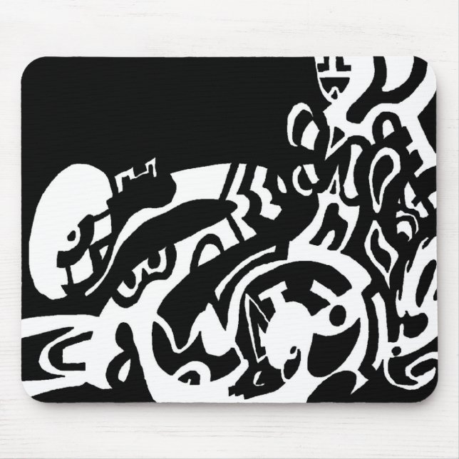 Tapis De Souris B&W "Glow" Art Abstrait (Devant)