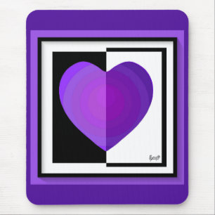 Tapis De Souris B&W Purple Hearts Beating