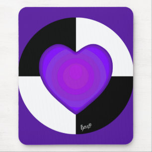 Tapis De Souris B&W Purple Hearts Beating