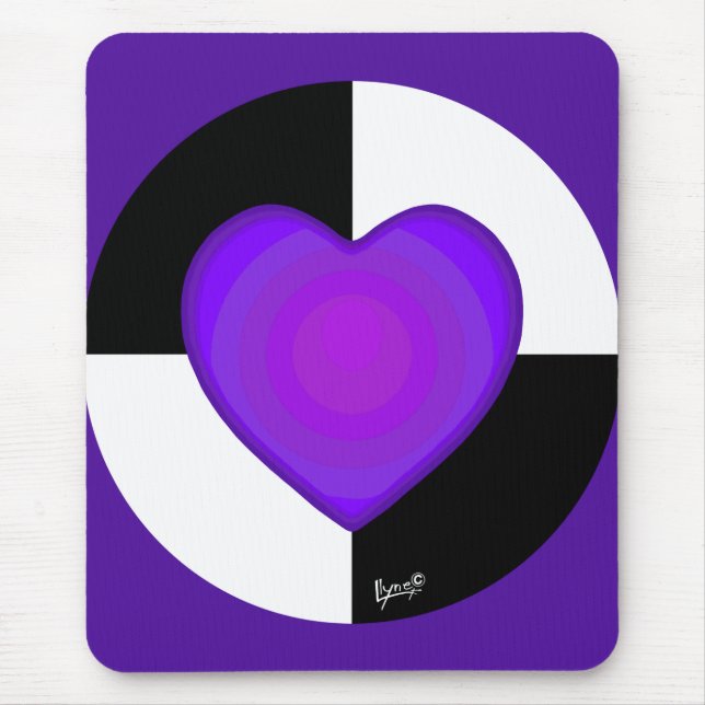 Tapis De Souris B&W Purple Hearts Beating (Devant)