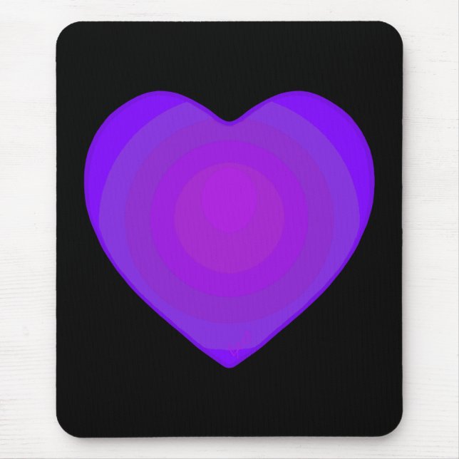Tapis De Souris B&W Purple Hearts Beating (Devant)