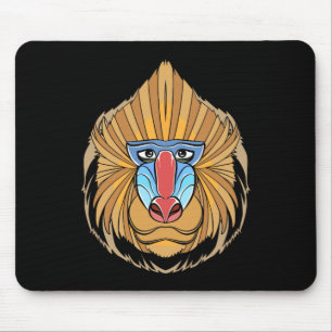 Tapis De Souris Baboon Visage Halloween Effrayant Baboon Singe