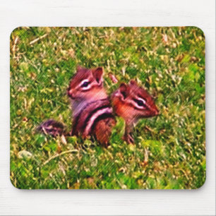 Tapis De Souris Baby Chipmunks Art animal de premier jour