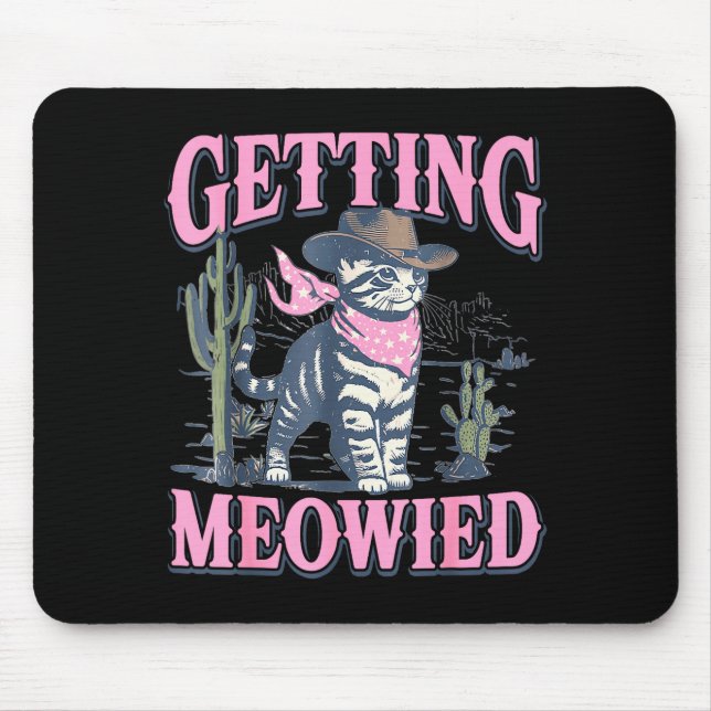 Tapis De Souris Bachelorette Party Cowgirl Getting Meowied Cat Bri (Devant)
