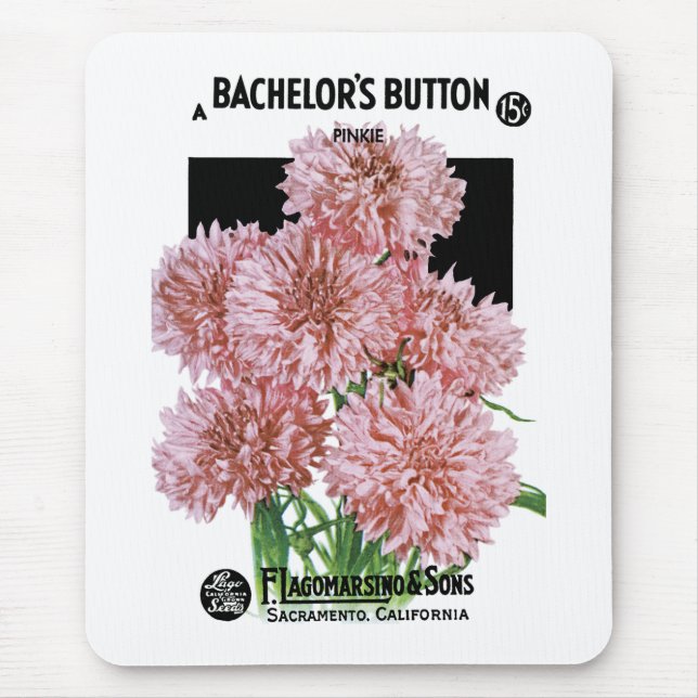 Tapis De Souris Bachelor's Button Seed Packet Étiquette (Devant)