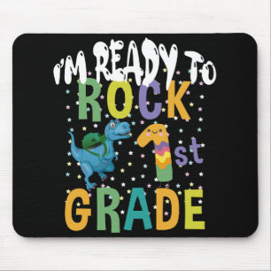 Tapis De Souris Back to School I'm Ready To Rock 1st Grade Dino