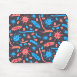 Tapis De Souris Bactérie lumineuse Microorganisme rose bleu