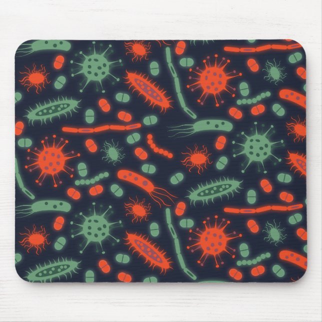 Tapis De Souris Bactérie lumineuse Microorganisme vert rouge (Devant)