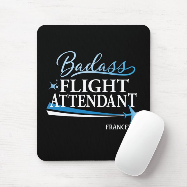 Tapis De Souris Badass Flight Attendant Personalize Black (Avec souris)