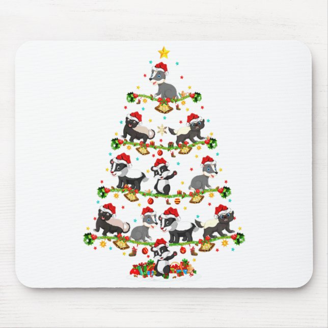 Tapis De Souris Badger Lights Xmas Santa Badger Christmas Tree  (Devant)