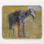 Tapis De Souris Badlands américaines : Cow-boy du Far West avec ch<br><div class="desc">Le soleil tapait sans pitié sur le paysage aride, jetant de longues ombres dansantes sur la terre desséchée. Une silhouette solitaire, un cow-boy au visage buriné et au regard d'acier, chevauchait un puissant étalon à travers l'étendue désolée. Il s'appelait Silas, un homme peu loquace et encore moins émotif, forgé par...</div>