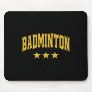 Tapis De Souris Badminton All Yellow Stars Clic Retro Varsity Text
