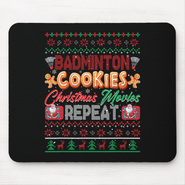 Tapis De Souris Badminton Cookies Cinéma de Noël Répéter le pull (Devant)