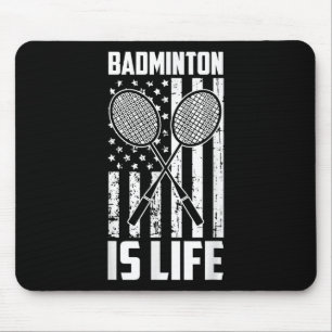 Tapis De Souris Badminton Is Life - Drapeau américain Vintage