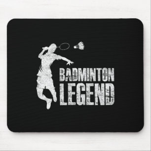Tapis De Souris Badminton Legend Racket Shuttle Joueur Badminton