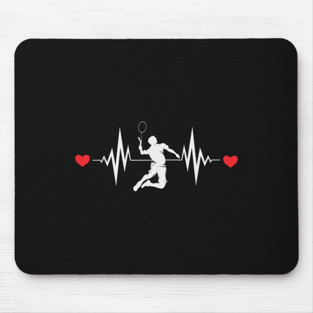 Tapis De Souris Badminton Lovers Heartbeat (Devant)