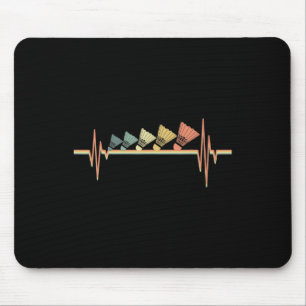 Tapis De Souris Badminton Player Retro Heartbeat - Badminton Sport
