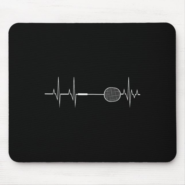 Tapis De Souris Badminton Racket Heartbeat Funny Player maillot ca (Devant)