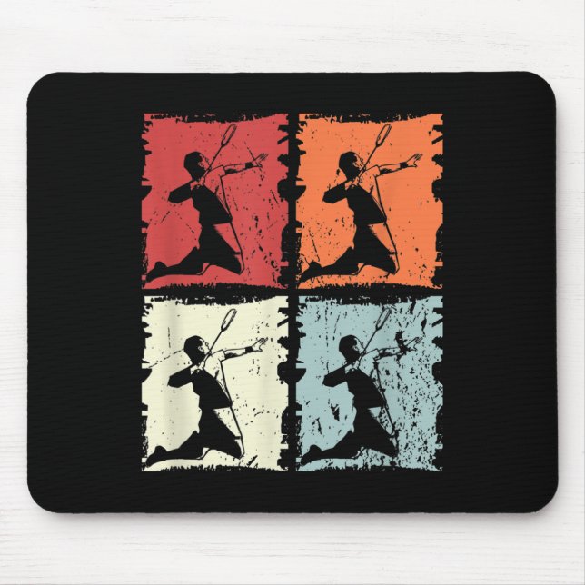 Tapis De Souris Badminton Retro Badminton Player, Navette (Devant)