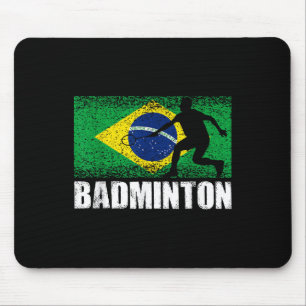 Tapis De Souris Badminton Sport, Drapeau Rétro Brésil, Brésilien